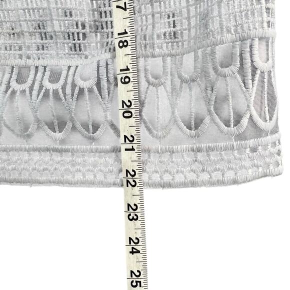 AllSaints Charlton Top Womens 4 Gray Sheer Mesh Geometric Embroidery Modern - Picture 10 of 13